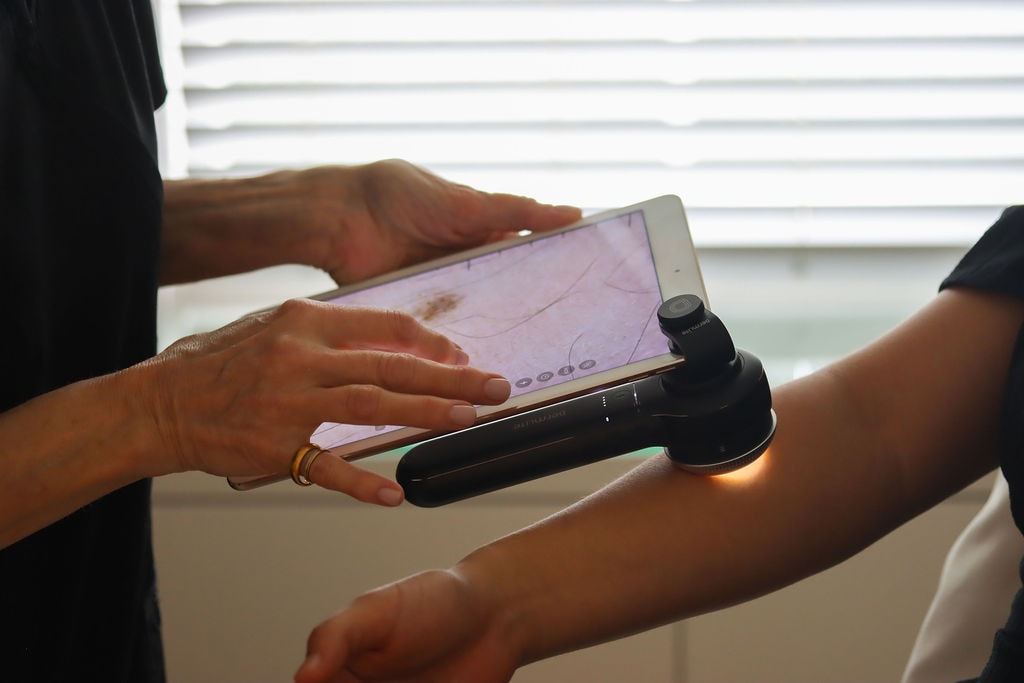 Skin cancer examination being conducted by Dr Patti Piper